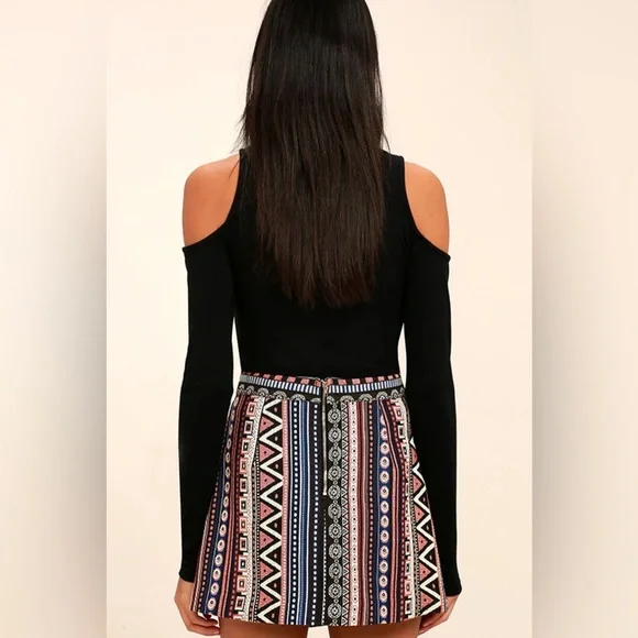 fab'rik Black & Multicolor Aztec Patterned Skirt - Picture 4 of 16